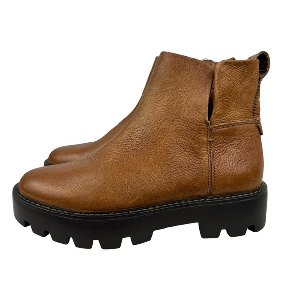 Franco Sarto Billie Lug Sole Leather Boots Ankle Platform Bootie Brown Size 6 - Picture 2 of 16